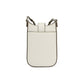 Brighton crossbody handbag shown from the back in cream pebbled leather with chain strap accents on a white background