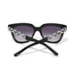 Brighton black square sunglasses shown from the back with silver-tone chain link temple accents on a white background