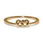Brighton ring with gold-plated band and two interlocking heart motifs at the center on a white background