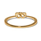 Brighton gold-plated ring shown from the back with interlocking double heart design on a white background