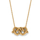 Brighton pendant necklace with gold-plated interlocking double heart design and delicate chain on a white background