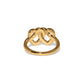 Brighton ring shown from the back with gold-plated interlocking heart design and polished band on a white background