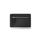 Brighton black leather wallet shown from the back with silver-tone zippered pocket and pebbled texture on a white background