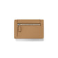 Brighton tan pebbled leather wallet shown from the back with silver-tone zippered pocket on a white background