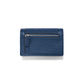Brighton wallet shown from the back in navy pebbled leather with silver-tone zippered pocket on a white background