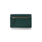 Brighton green pebbled leather wallet shown from the back with zippered pocket and silver-tone pull on a white background