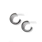 Brighton hoop earrings with silver-plated finish and black enamel edge detail on a white background