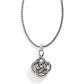 Brighton pendant necklace with silver-plated Celtic knot design and small crystal center accent on a white background