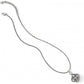 Brighton pendant necklace with silver-plated Celtic knot charm, crystal center, and adjustable chain on a white background