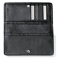 Brighton black leather wallet shown open with card slots, bill compartments, and snap closure on a white background