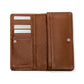 Brighton brown pebbled leather wallet shown open with card slots and snap closures on a white background