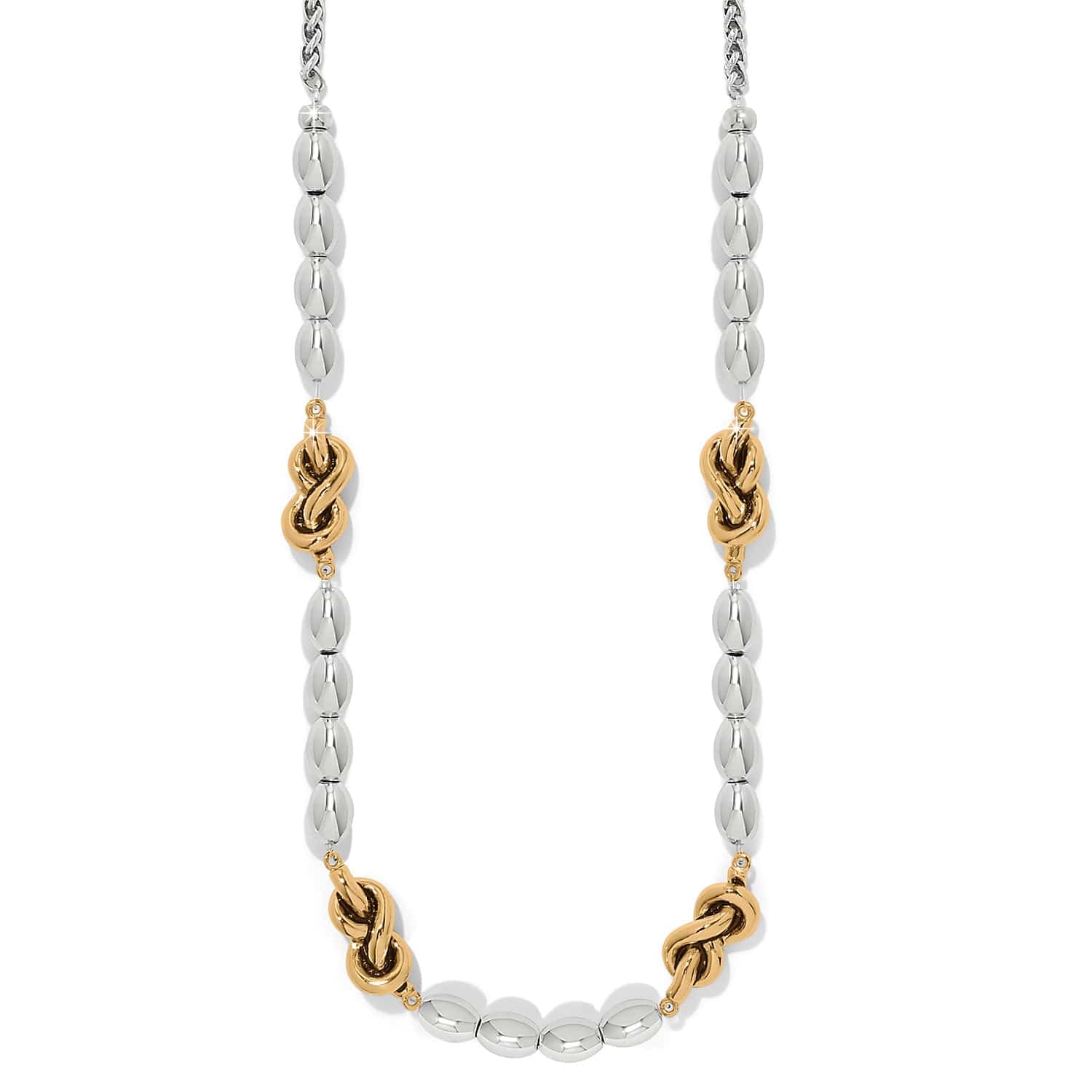 Interlok Single Knot Drops Collar Necklace silver-gold 1