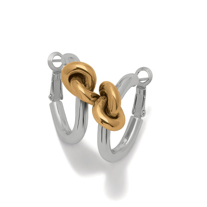 Interlok Single Knot Two Tone Hoop Earrings