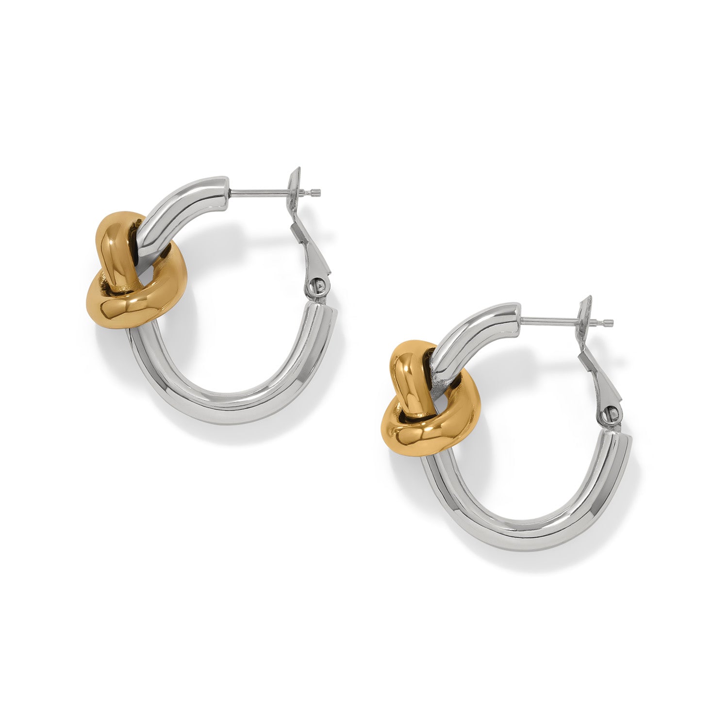 Interlok Single Knot Two Tone Hoop Earrings silver-gold 2