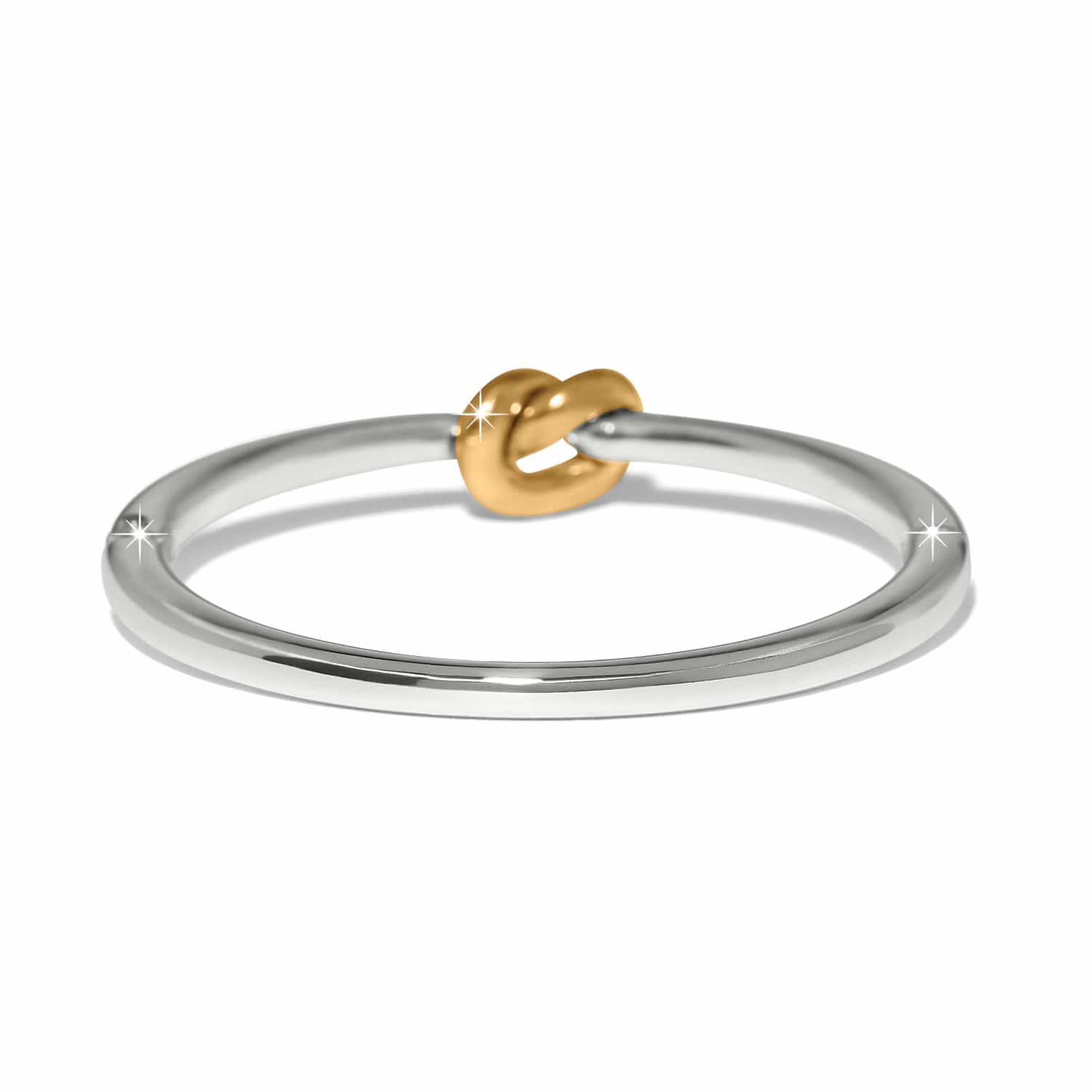 Brighton ring with silver-tone band and gold-tone knot accent at the center on a white background