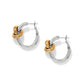 Brighton hoop earrings with silver-tone finish and gold-tone knot accents in a two-tone design on a white background