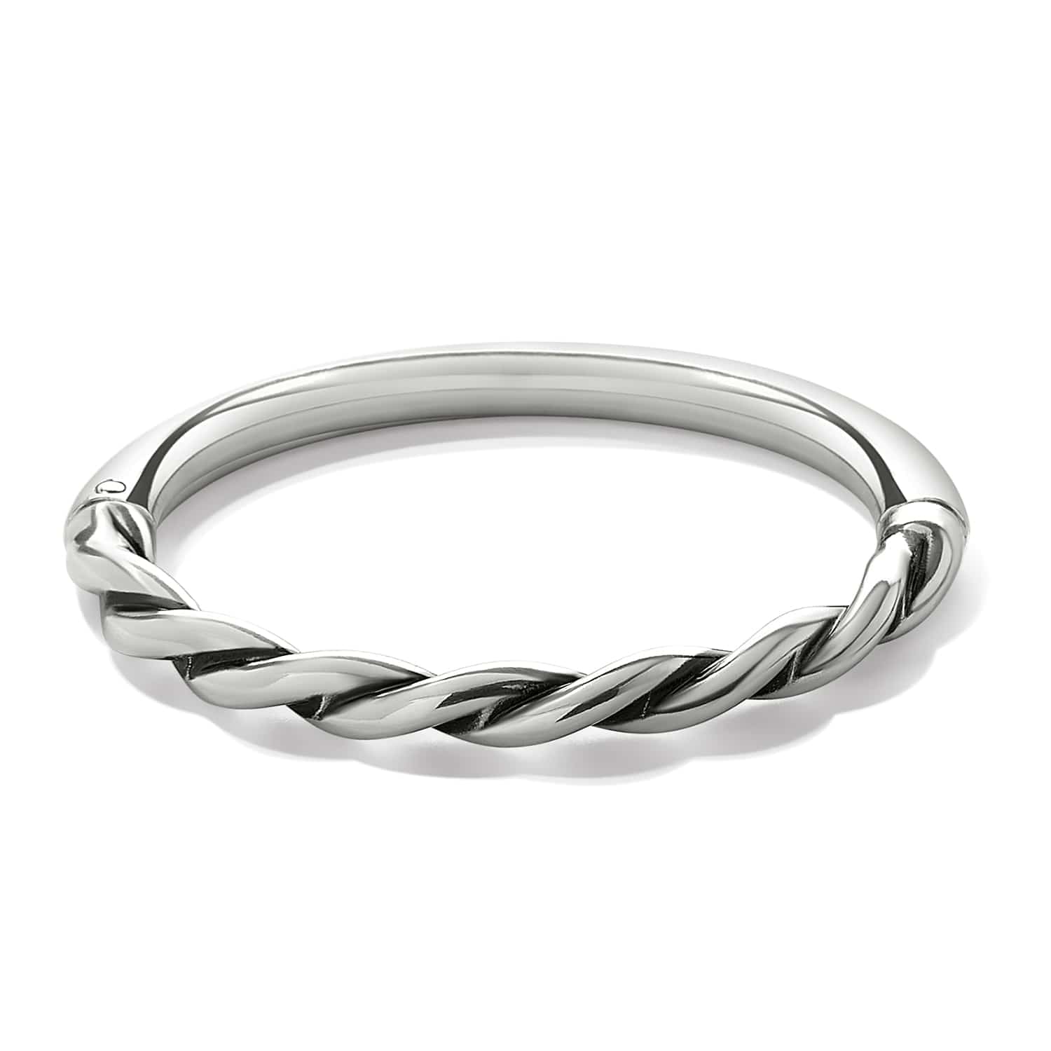 Brighton bangle bracelet with silver-plated finish and twisted rope detail across the front on a white background