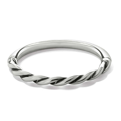 Brighton bangle bracelet with silver-plated finish and twisted rope detail across the front on a white background
