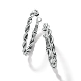Brighton hoop earrings with twisted rope design and silver-plated finish on a white background