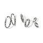 Brighton hoop earrings in three sizes with silver-plated twisted rope design on a white background