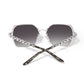 Brighton square sunglasses shown from the back with silver-tone twisted detailing and tortoise temple tips on a white background