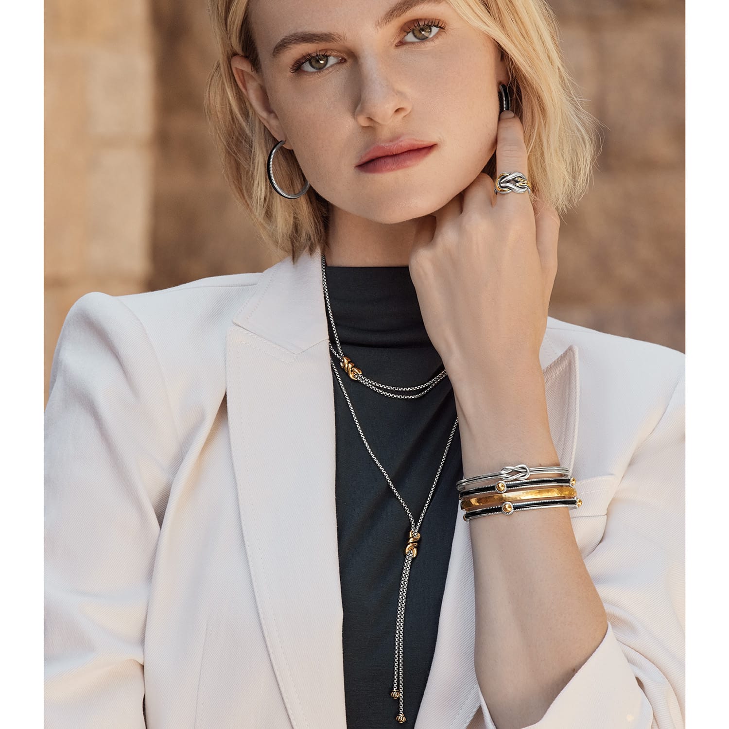 Interlok Twist Two Tone Lariat Necklace - Brighton