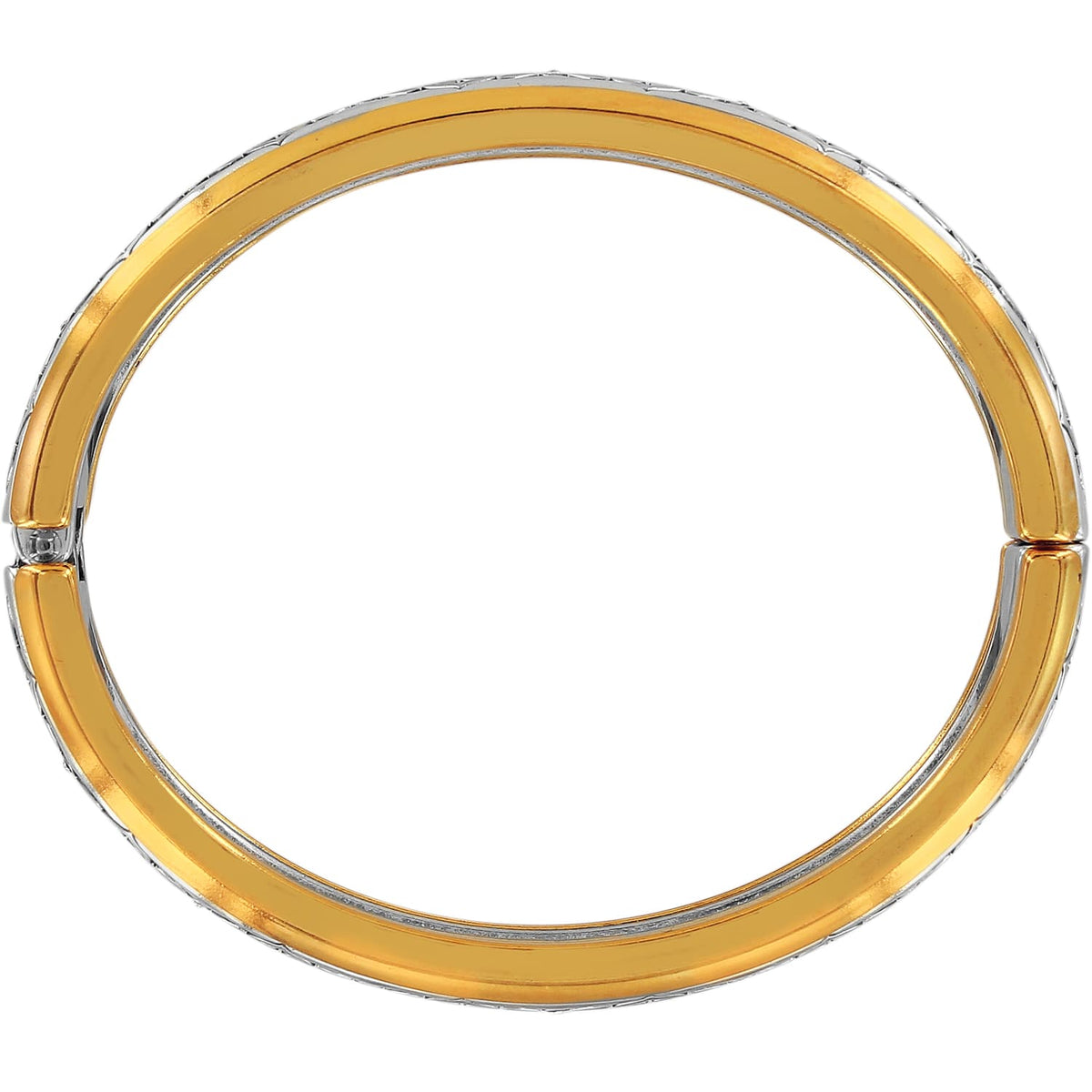 Brighton bangle bracelet shown from the interior view with two-tone gold and silver finish on a white background