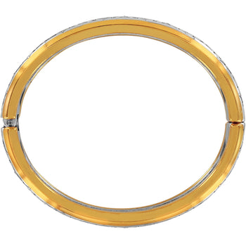 Brighton bangle bracelet shown from the interior view with two-tone gold and silver finish on a white background