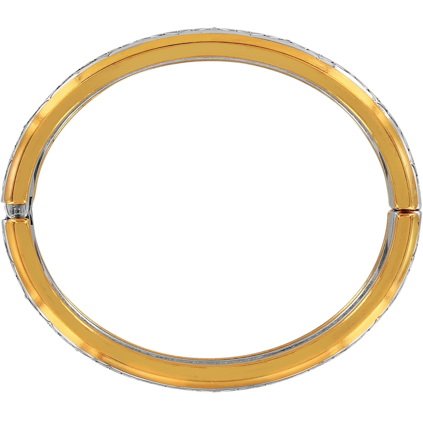 Brighton bangle bracelet shown from the interior view with two-tone gold and silver finish on a white background