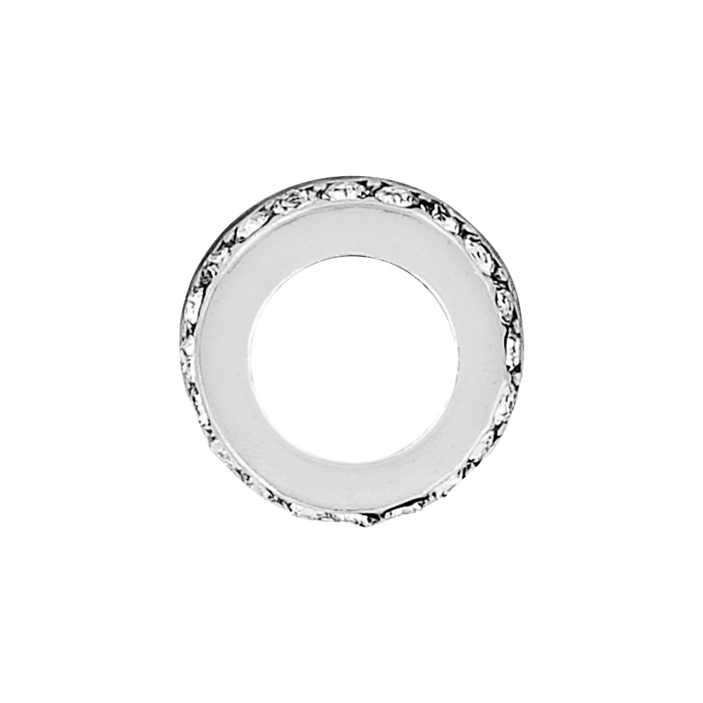 Brighton spacer charm with two-tone finish and crystal-embellished rim shown from a side angle on a white background