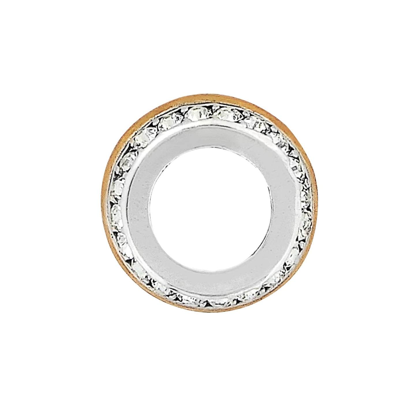 Brighton spacer charm with two-tone finish and crystal-lined edge shown from above on a white background