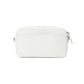 Brighton handbag shown from the back with white pebbled leather, slip pocket, and silver-tone zipper on a white background