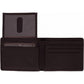 Brighton bifold wallet shown open with dark brown leather interior, clear ID window, and card slots on a white background