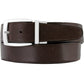 Brighton brown leather belt with pebbled texture and silver-tone rectangular buckle with keeper loop on a white background