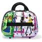 Brighton travel case with illustrated Uptown fashion print, black handles, and elastic strap on a white background