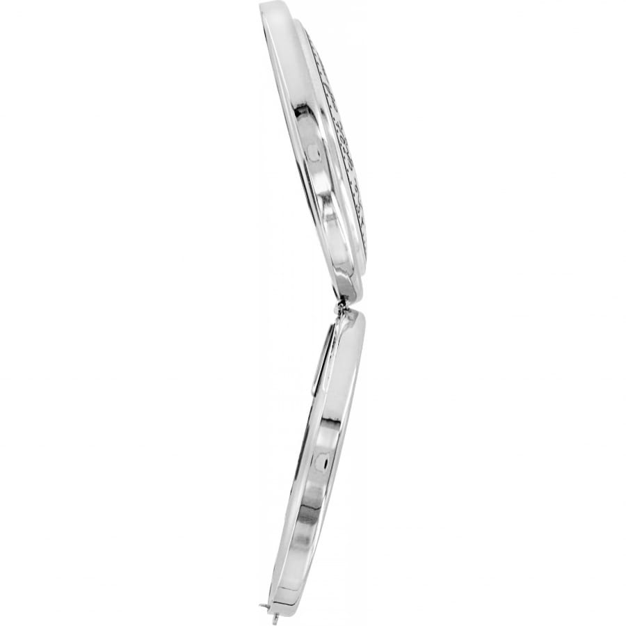 Brighton hinged bangle bracelet shown from the side with polished silver-tone finish and clasp closure on a white background