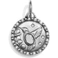 Brighton silver-plated charm pendant with hummingbird, flowers, stars, and crystal-accented border on a white background