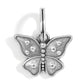 Brighton butterfly charm with silver-plated finish, textured wings, and beaded body detailing on a white background