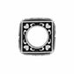 Brighton silver-plated square charm bead with heart cutout details and open center on a white background