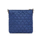 Brighton crossbody handbag shown from the back with blue heart-quilted nylon and silver-tone hardware on a white background