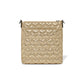 Brighton crossbody handbag in gold metallic quilted heart pattern with silver-tone strap rings on a white background