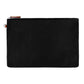 Brighton black zip pouch with brown leather zipper pull and silver-tone D-ring on a white background