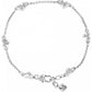 Brighton bracelet with silver-plated heart stations, chain links, lobster clasp, and heart charm on a white background