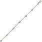 Brighton bracelet with silver-plated chain and small crystal heart stations spaced along its length on a white background