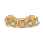 Brighton gold-plated link bracelet with concentric square links and crystal centers on a white background