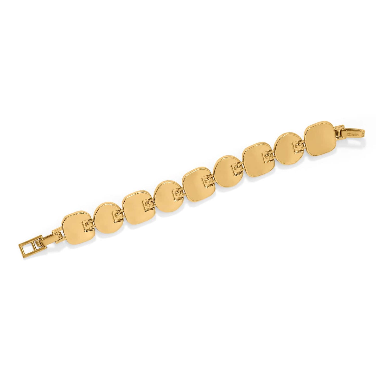 Brighton bracelet with gold-plated rounded square links and fold-over clasp on a white background