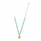 Brighton beaded necklace with turquoise stones, gold-plated accents, and crystal square pendant on a white background