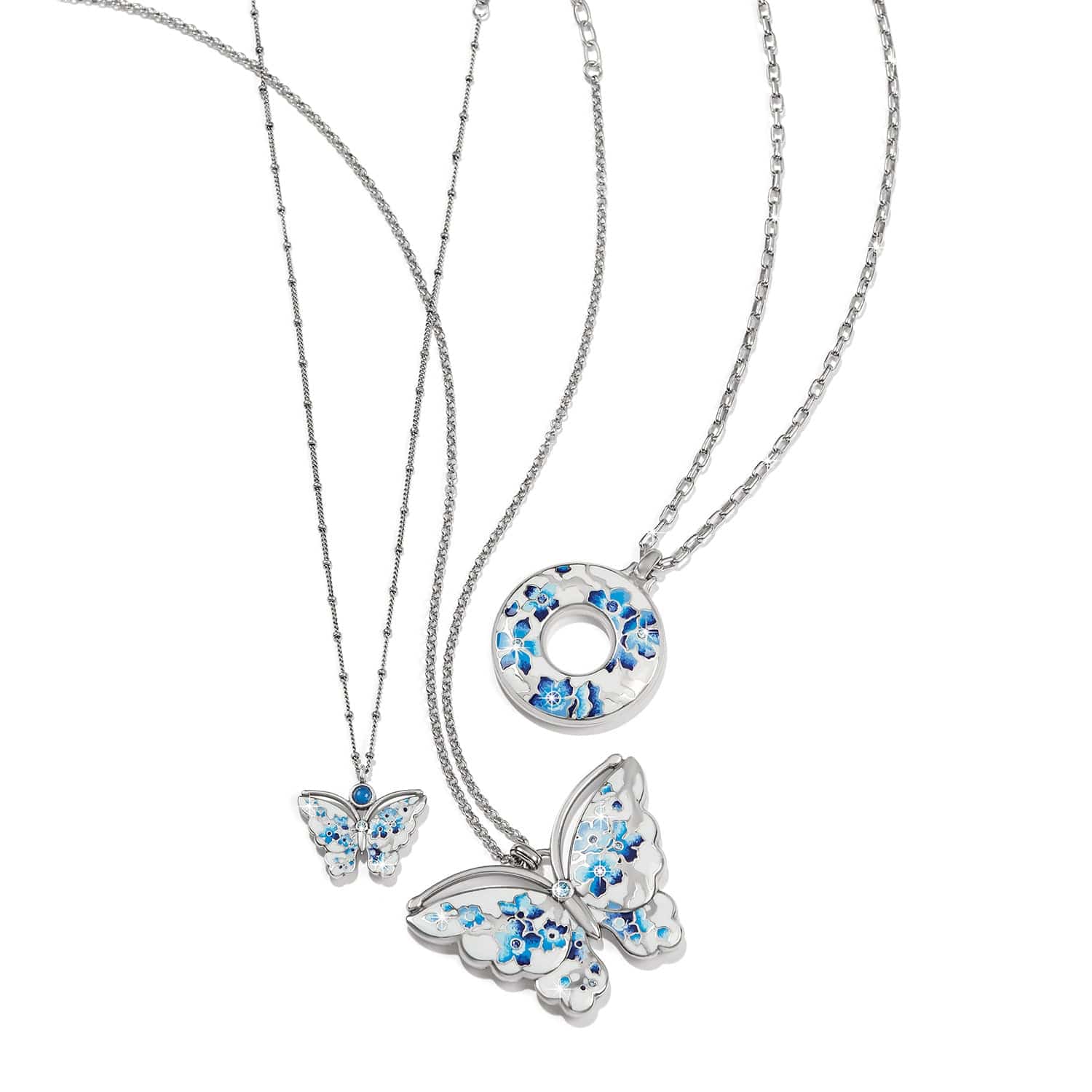 Kyoto In Bloom Indigo Petite Butterfly Necklace silver-blue 4