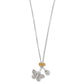 Brighton charm necklace with silver-plated butterfly, engraved disc, and yellow crystal bead accents on a white background