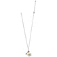Brighton charm necklace with silver-plated chain, enamel butterfly, and crystal accent charms on a white background